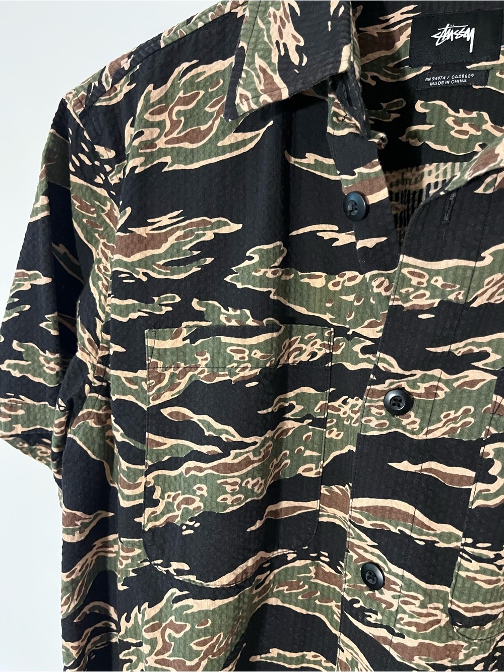 Stussy Tiger Camo Short-Sleeve Button-Up Shirt